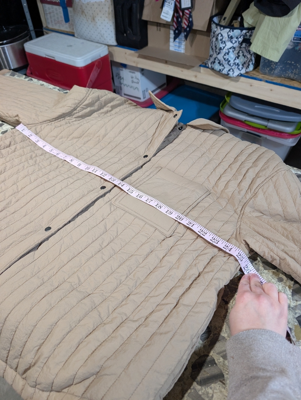 Old Navy Quilted Oversized Lightweight Water Resistant Tan Taupe Size Large Tall - Picture 7 of 9